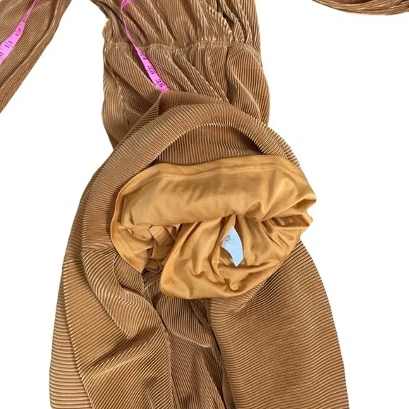 EUC Baltic Born Venus pleated maxi dress, gold mustard, size Xsmall - Picture 13 of 14